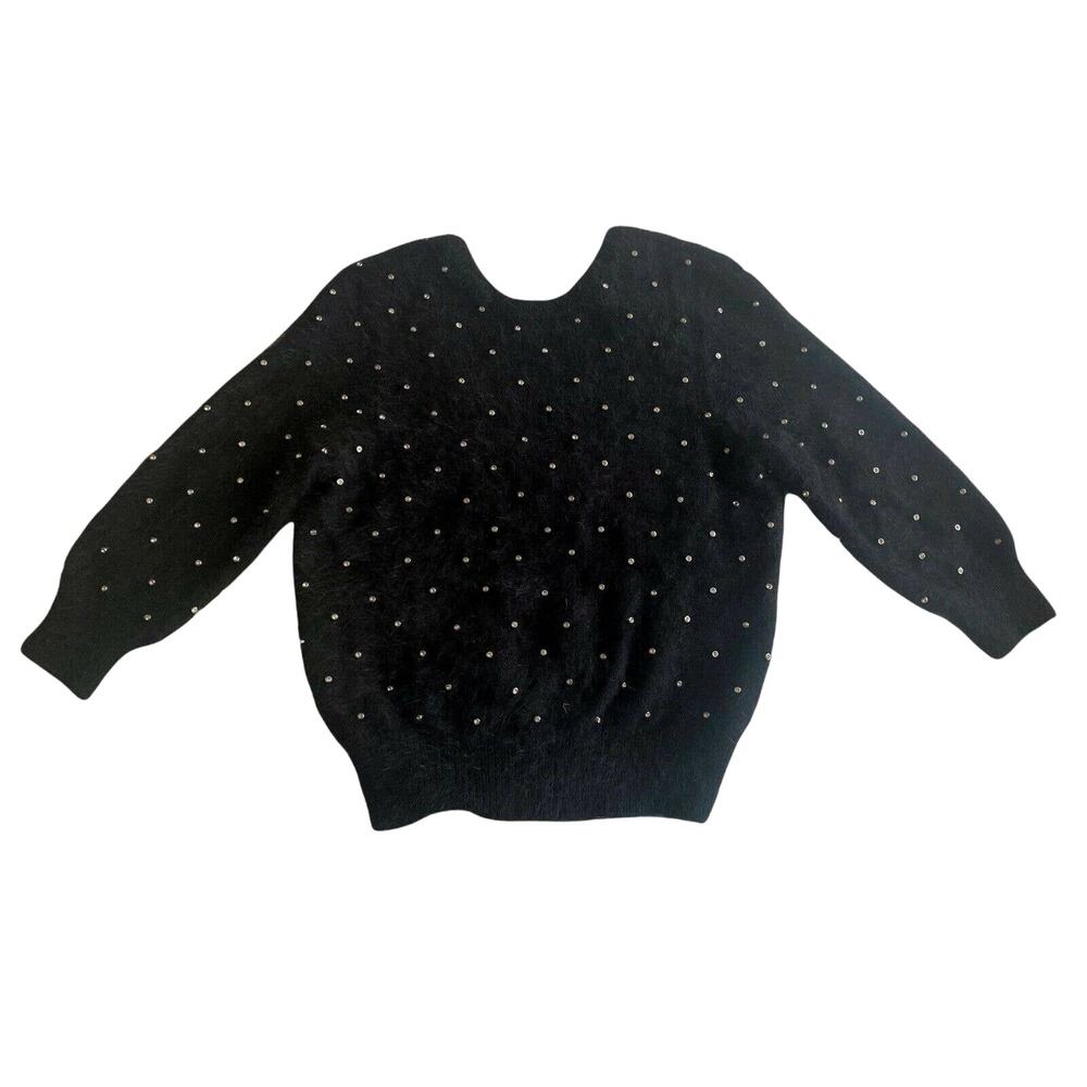 BA&SH Amby Sweater Rhinestones Angora Jumper Black Noir Pull US 4 Small NWT - Picture 5 of 11